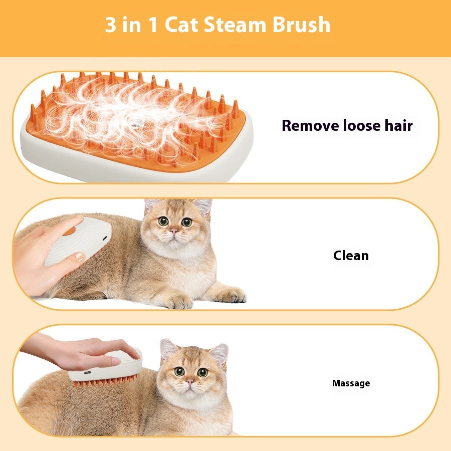 USB Rechargeable Pet Steam Spray Massage Grooming Comb