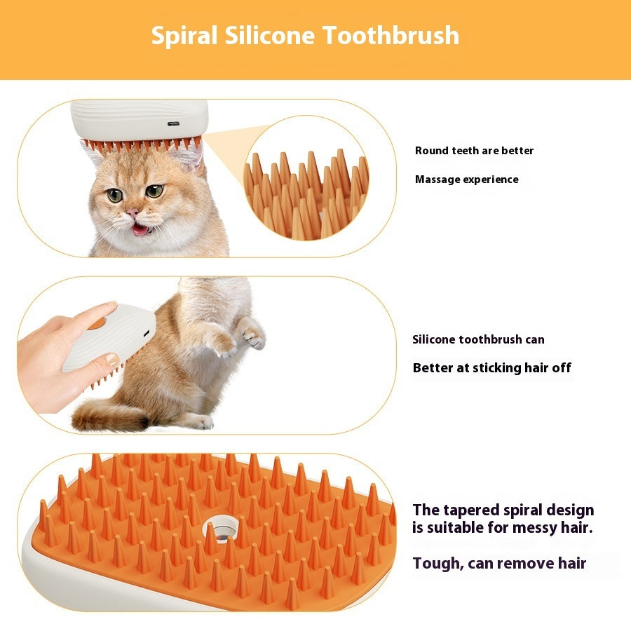 USB Rechargeable Pet Steam Spray Massage Grooming Comb