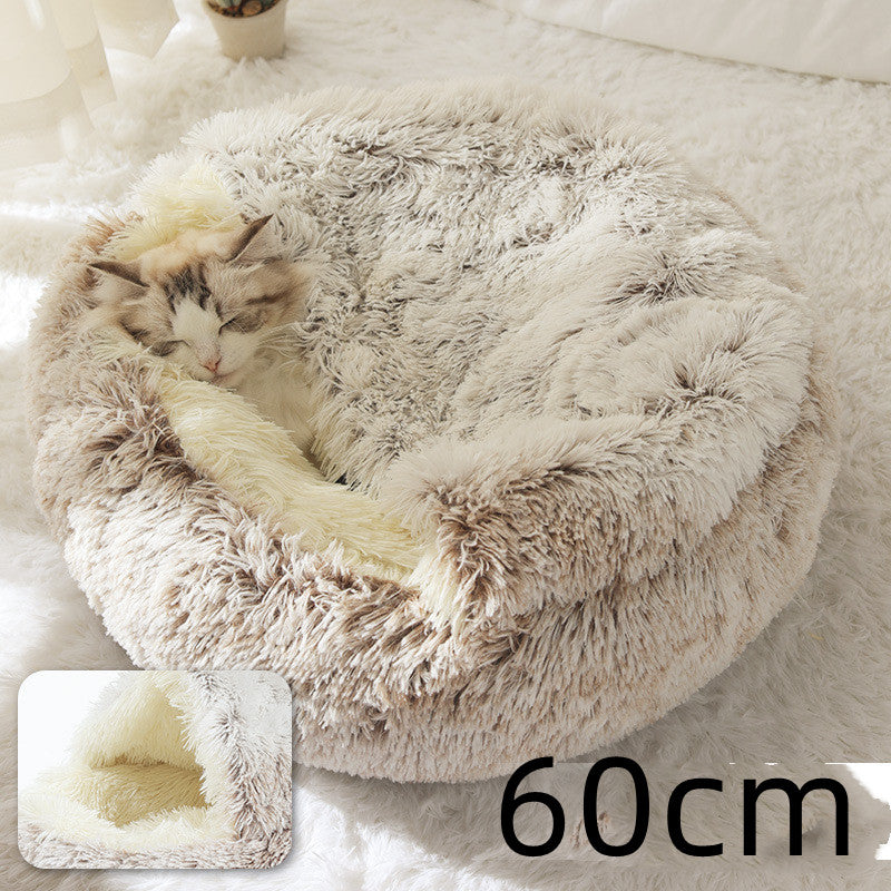 2 In 1 Round Plush Warm Pet Winter Bed