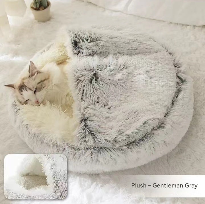 2 In 1 Round Plush Warm Pet Winter Bed