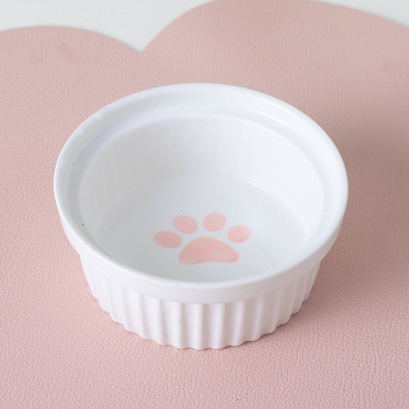 Ceramic Double Raised Pet Bowl Angled Feeding Stand