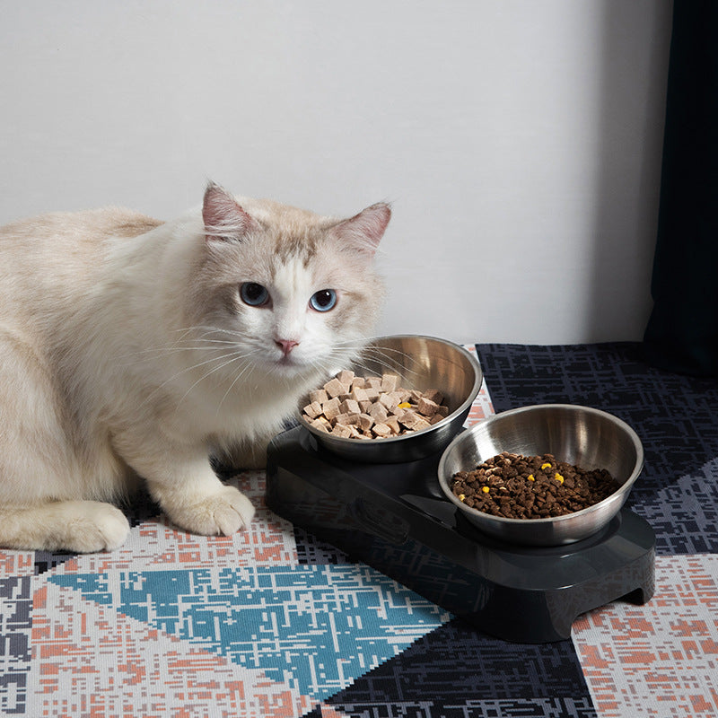 Stainless Steel Double Pet Bowl Night Feeding Stand