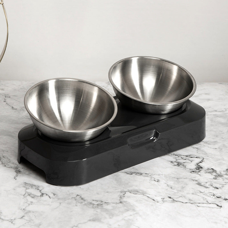 Stainless Steel Double Pet Bowl Night Feeding Stand