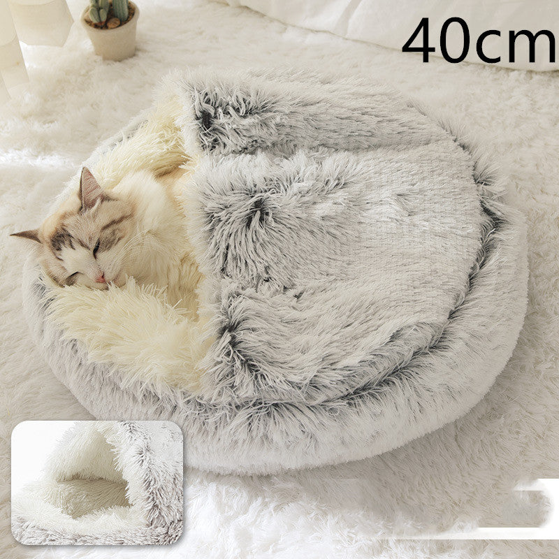 2 In 1 Round Plush Warm Pet Winter Bed