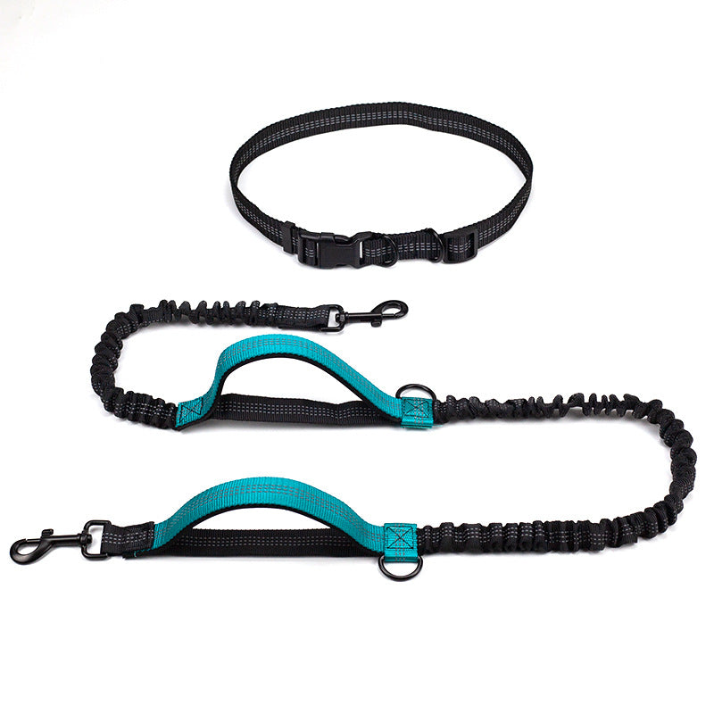 Multifunctional Running Reflective Double Telescopic Pet Leash Lead Rope Chain