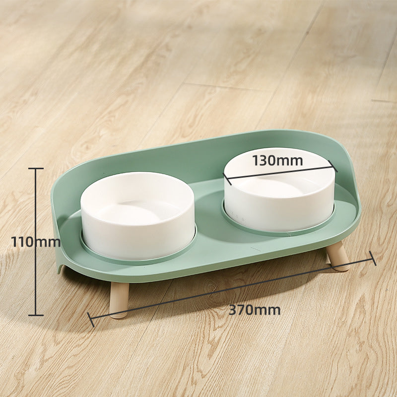 Tilted Double Bowl Adjustable Spill-Proof Pet Feeder Stand