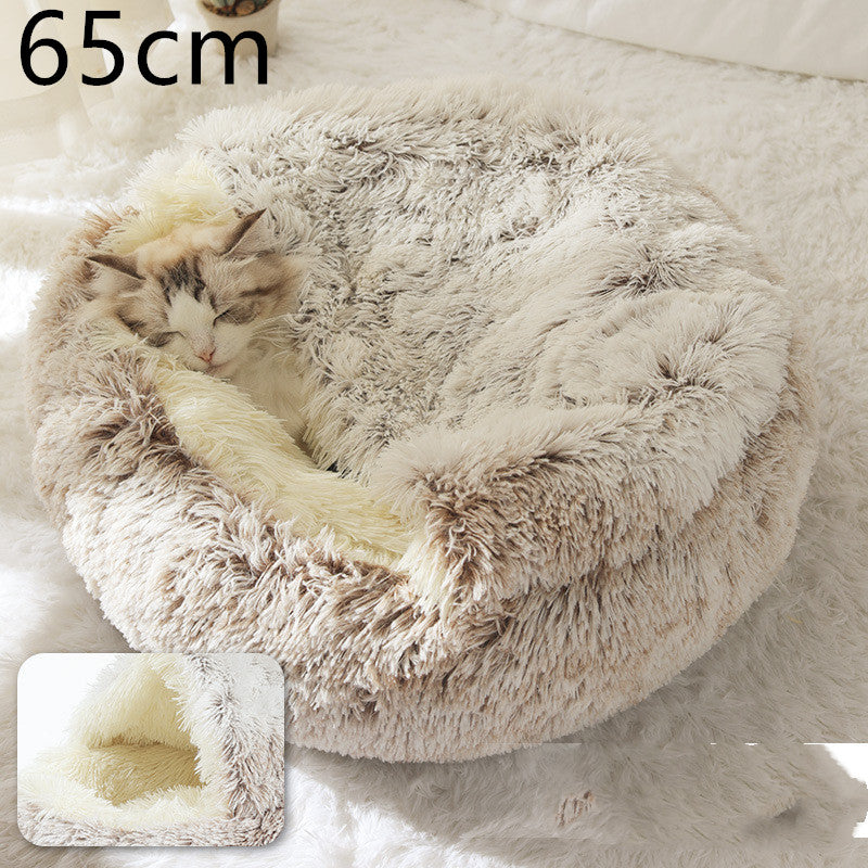 2 In 1 Round Plush Warm Pet Winter Bed