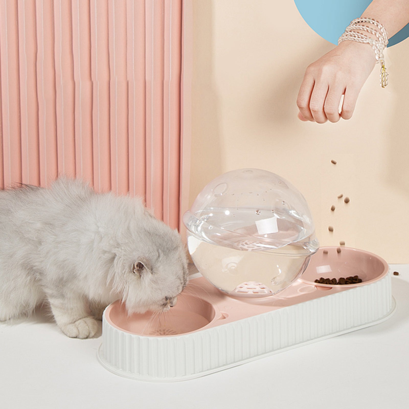 Automatic Plastic Pet Feeder Water Bowl Drinking Dispenser