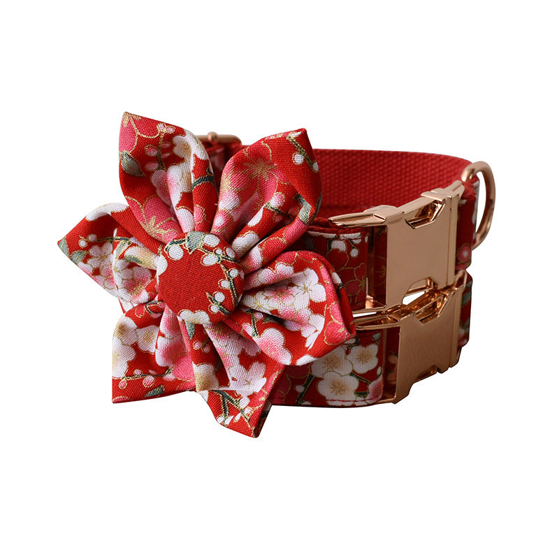 Red Floral Style Female Pet Pen Leash Set