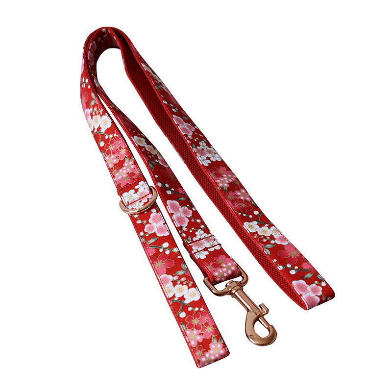 Red Floral Style Female Pet Pen Leash Set
