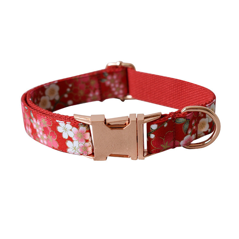 Red Floral Style Female Pet Pen Leash Set