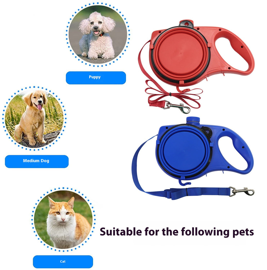 Pet 3 In 1 Portable Water Bottle Walking Leash Rope