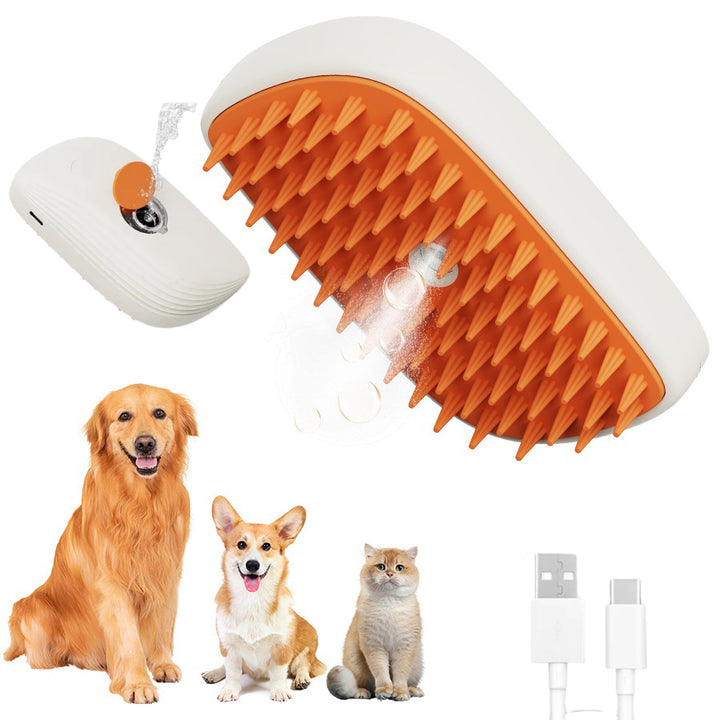 USB Rechargeable Pet Steam Spray Massage Grooming Comb