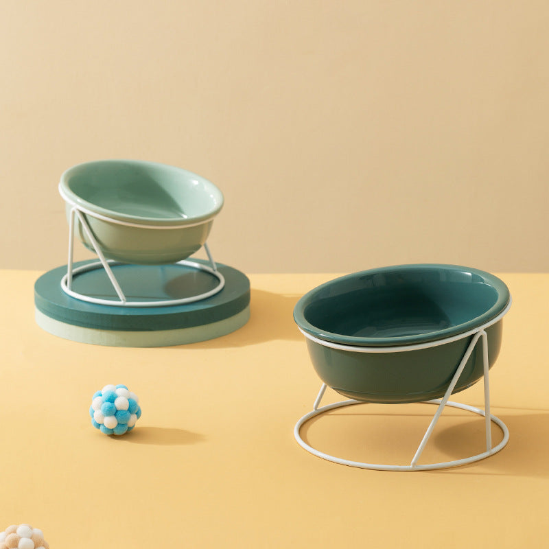 Ceramic Double Pet Feeding Bowl Food And Water Dish