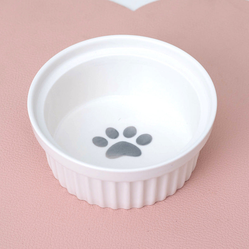Ceramic Double Raised Pet Bowl Angled Feeding Stand