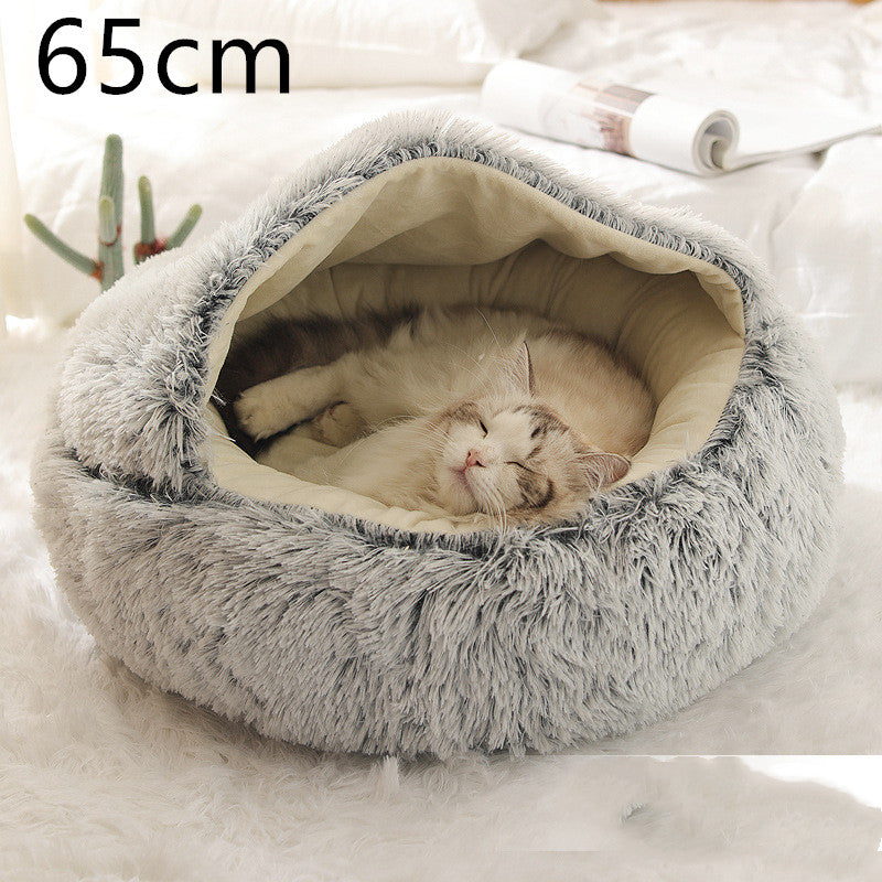 2 In 1 Round Plush Warm Pet Winter Bed