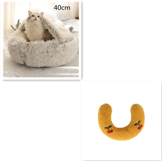 2 In 1 Round Plush Warm Pet Winter Bed
