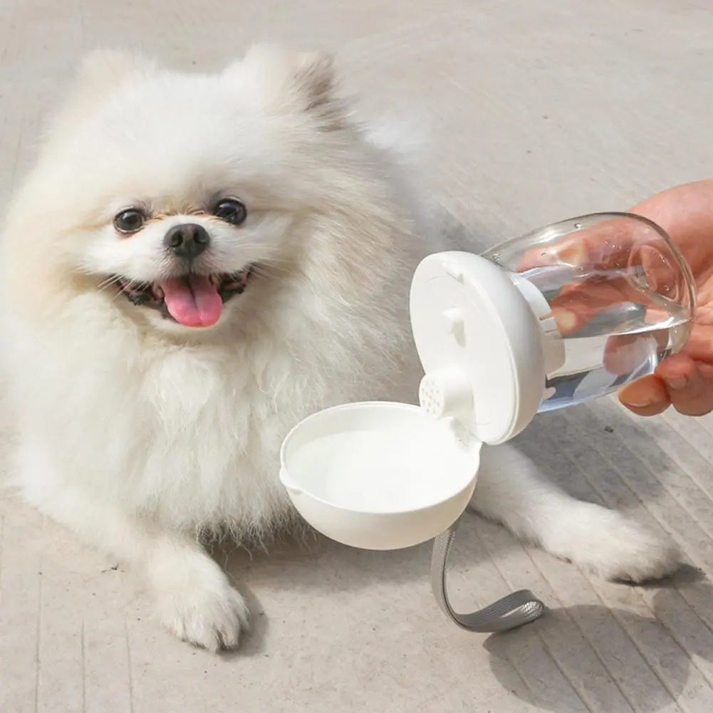 Portable Pet Water Bottle Travel Feeding Cup Lanyard Bowl