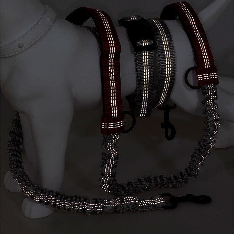 Multifunctional Running Reflective Double Telescopic Pet Leash Lead Rope Chain