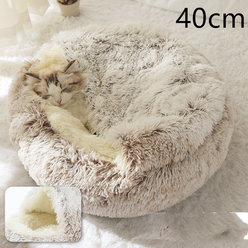 2 In 1 Round Plush Warm Pet Winter Bed