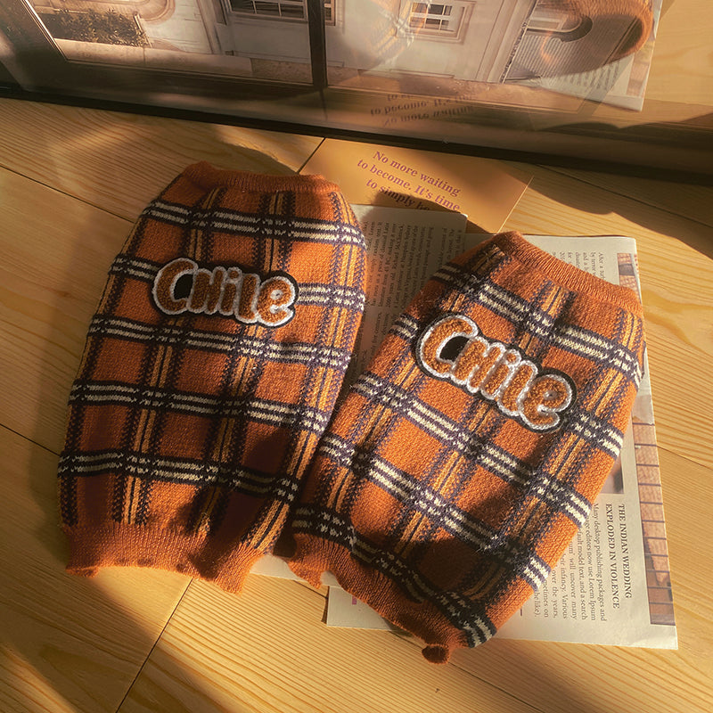 Vintage Plaid Pet Sweater Apparel Outfit