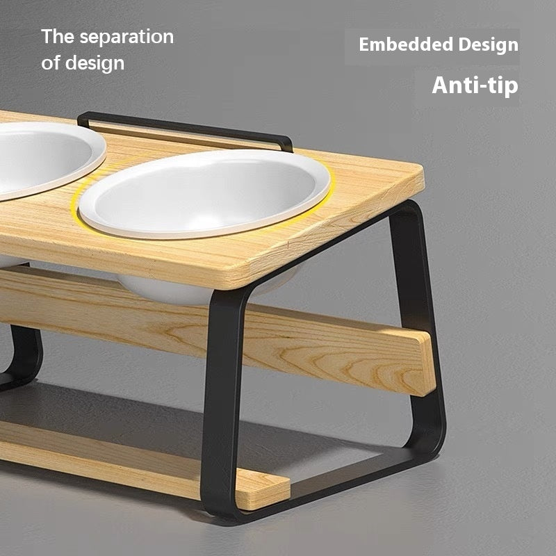 Ceramic Double Bowl Raised Pet Feeder Ergonomic Stand