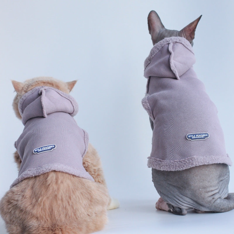 Autumn Winter Fleece Warm Hooded Pet Sweater