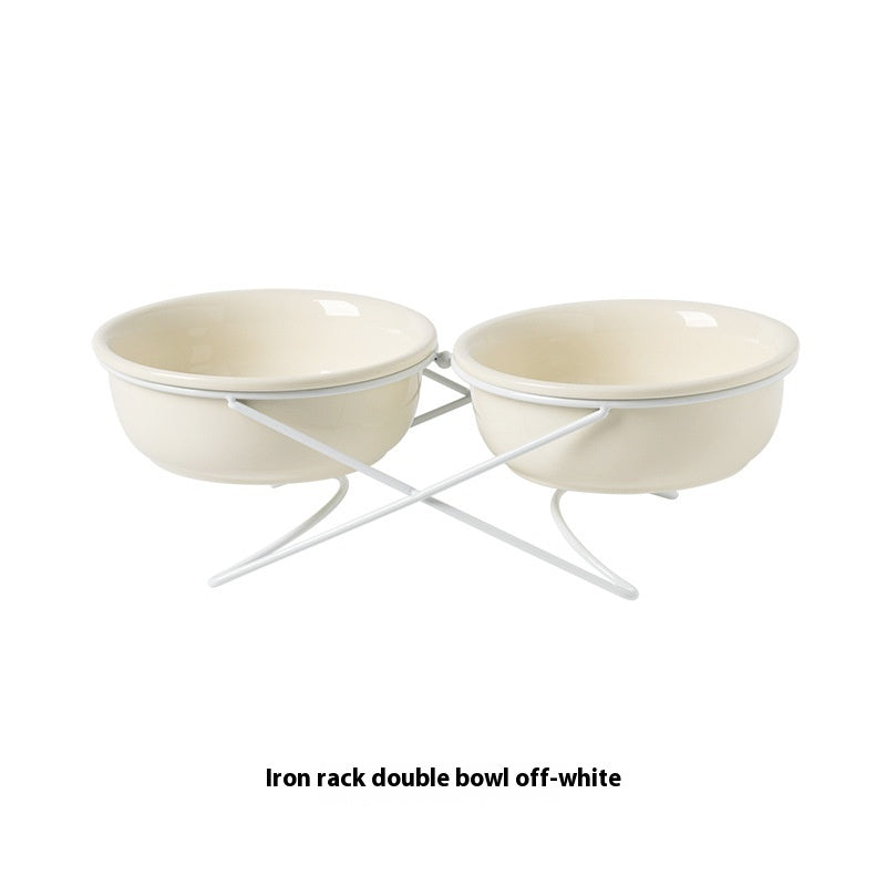 Ceramic Double Pet Feeding Bowl Food And Water Dish