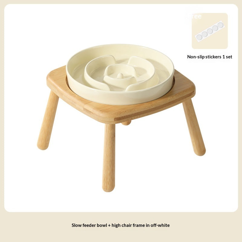 Ceramic Slow Feeding Pet Bowl Anti Choking Tip Proof Feeder