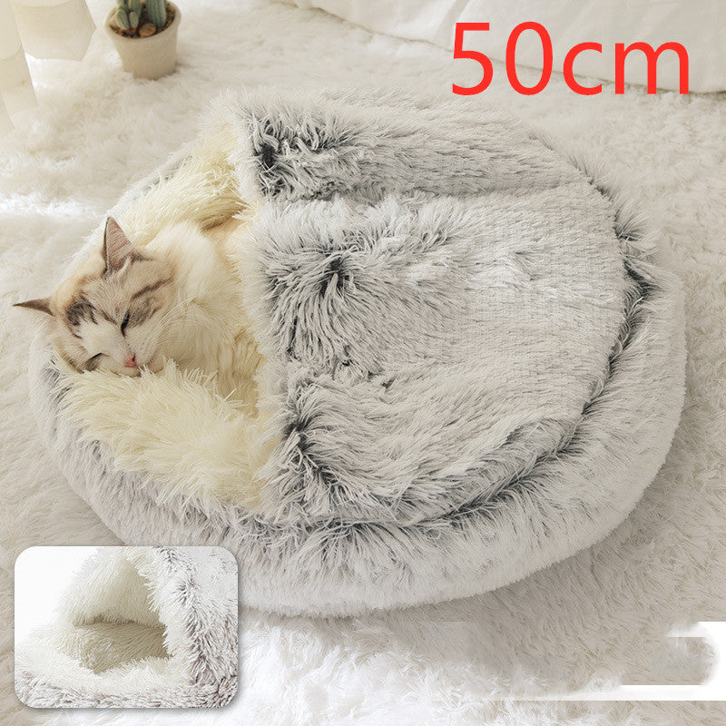2 In 1 Round Plush Warm Pet Winter Bed