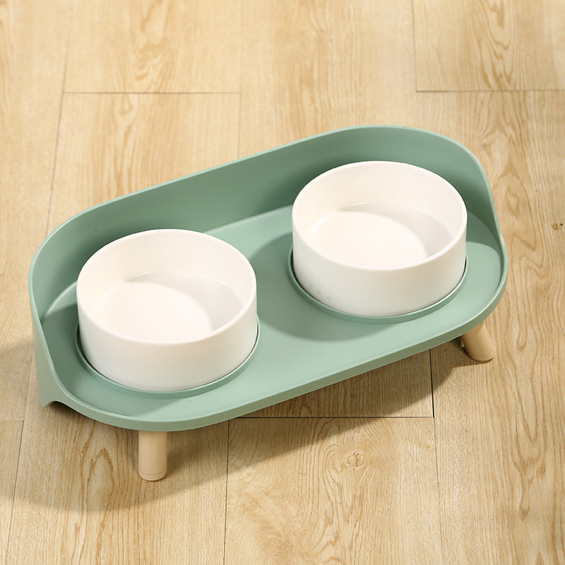Tilted Double Bowl Adjustable Spill-Proof Pet Feeder Stand