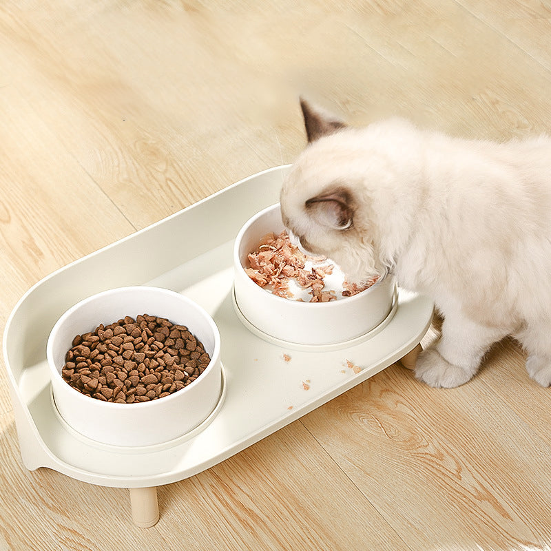 Tilted Double Bowl Adjustable Spill-Proof Pet Feeder Stand