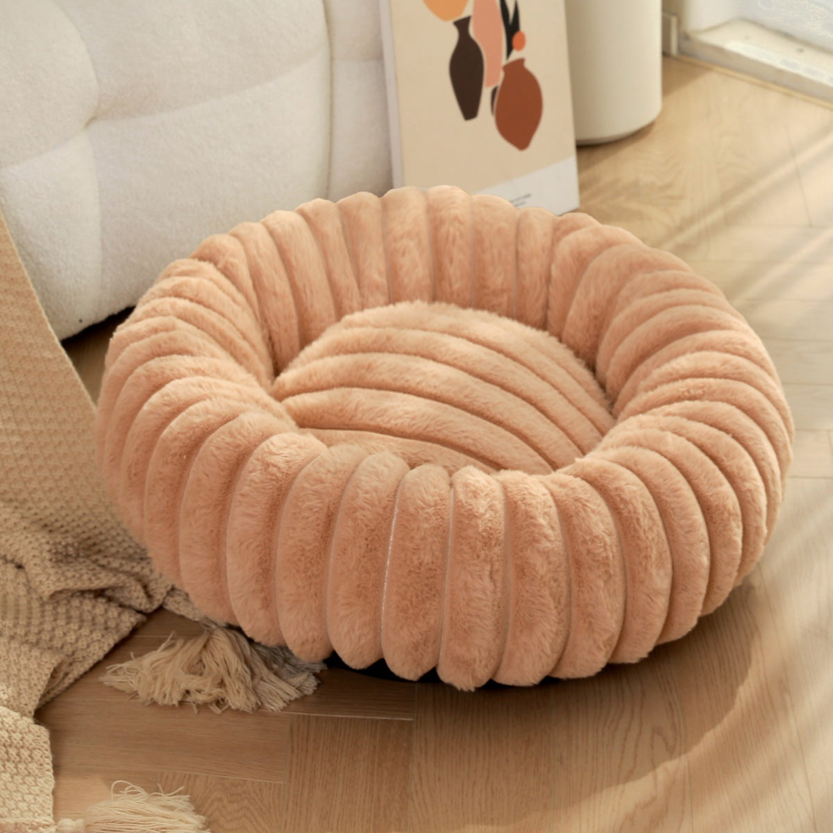 Plush Winter Warm Pet Sleeping Nest Round Bed