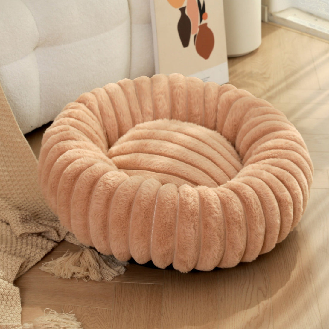 Plush Winter Warm Pet Sleeping Nest Round Bed