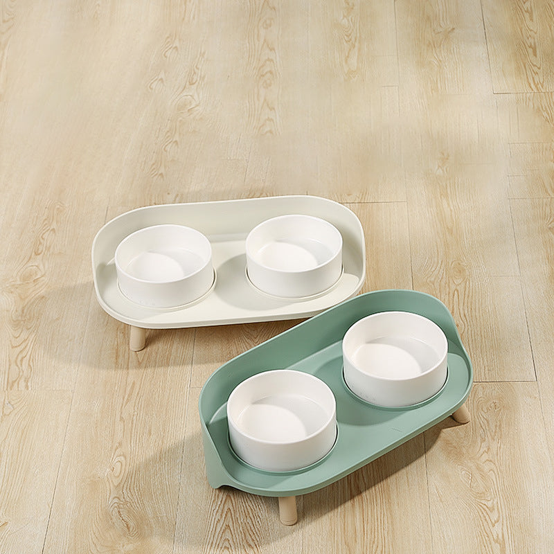Tilted Double Bowl Adjustable Spill-Proof Pet Feeder Stand
