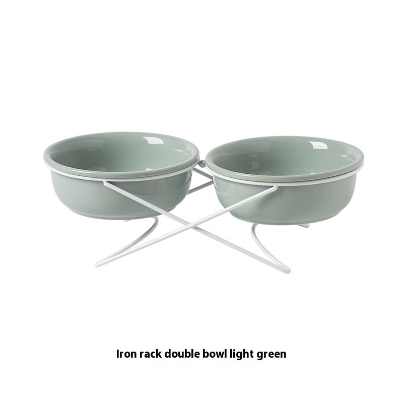 Ceramic Double Pet Feeding Bowl Food And Water Dish