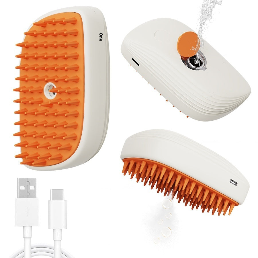 USB Rechargeable Pet Steam Spray Massage Grooming Comb