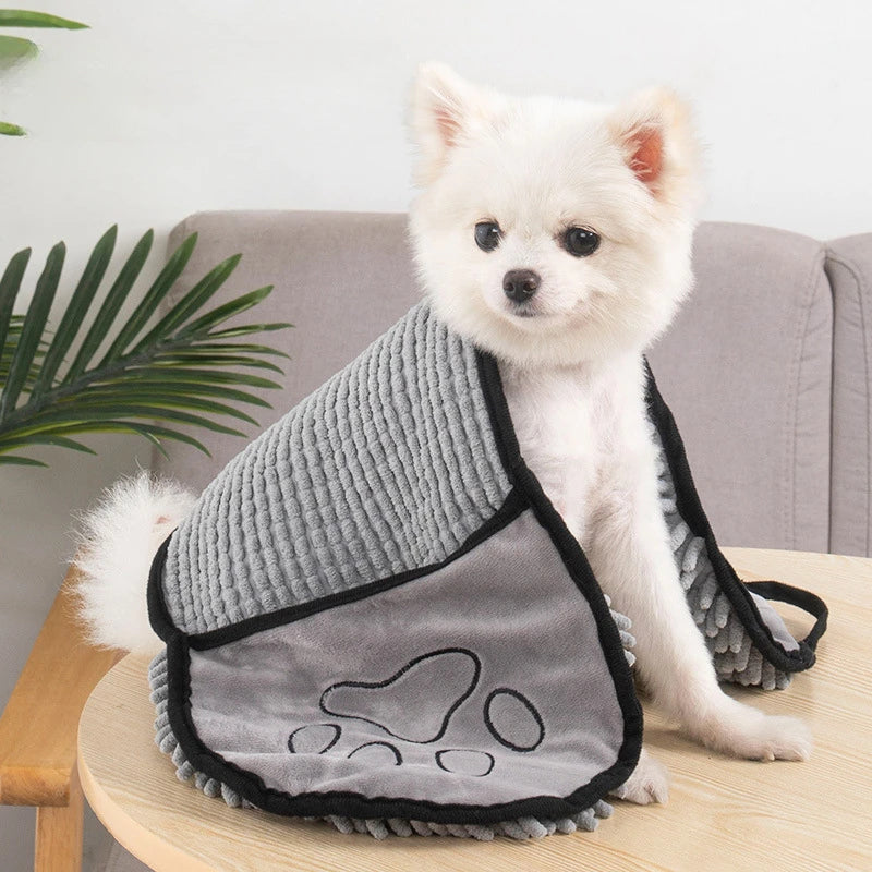 Pet Microfiber Absorbent Quick Dry Bath Towel With Pockets