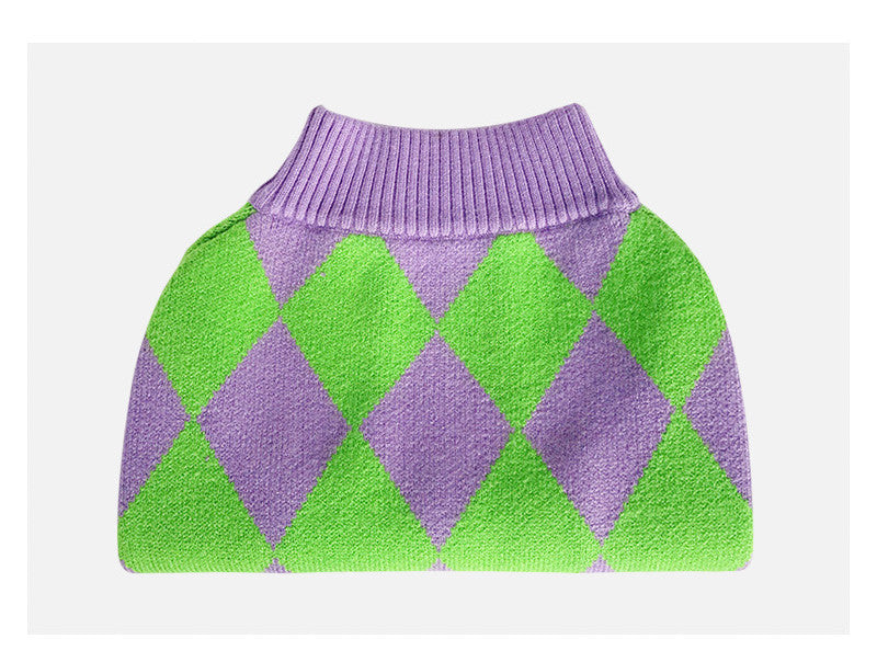 Trendy Plaid Pet Sweater Apparel Outfit