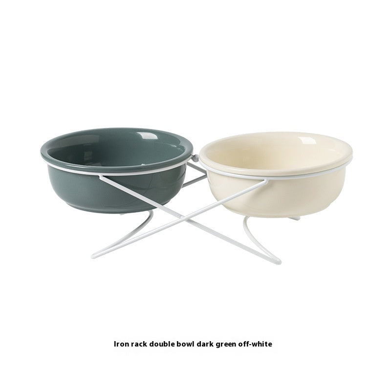 Ceramic Double Pet Feeding Bowl Food And Water Dish