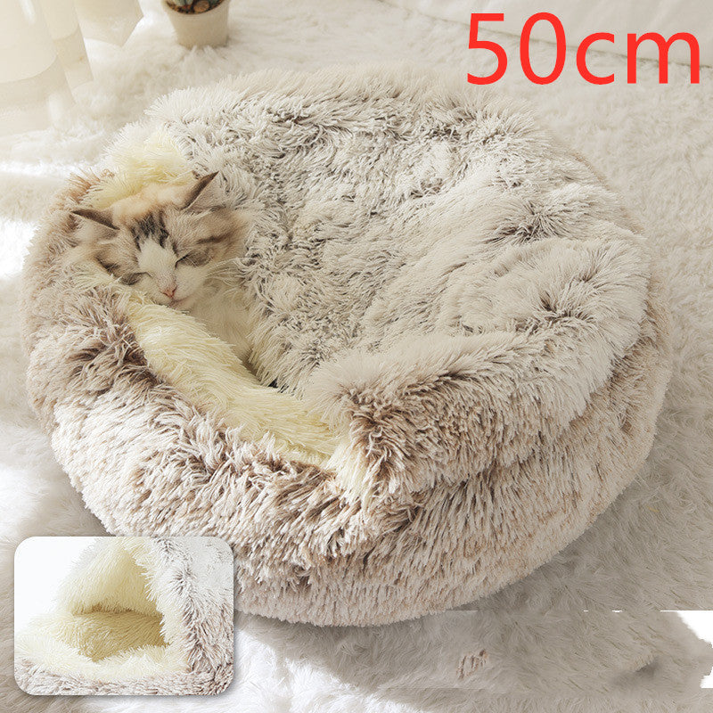 2 In 1 Round Plush Warm Pet Winter Bed