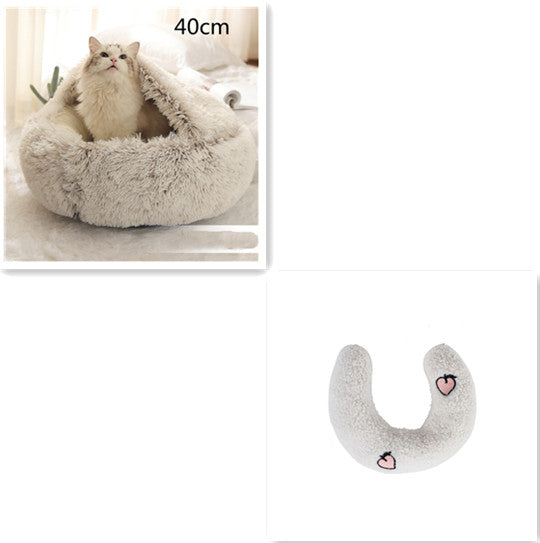 2 In 1 Round Plush Warm Pet Winter Bed