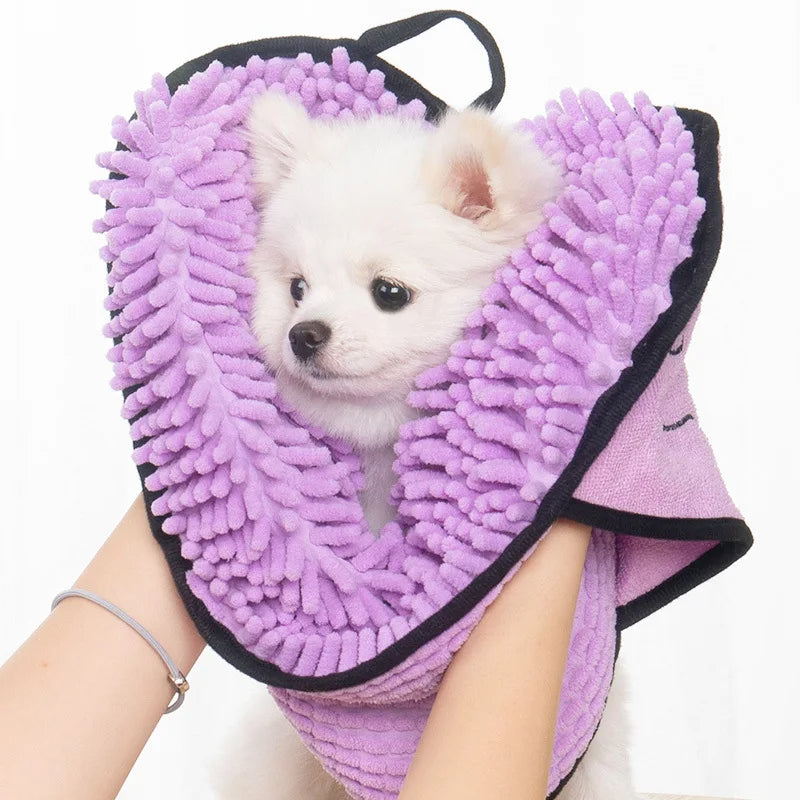 Pet Microfiber Absorbent Quick Dry Bath Towel With Pockets