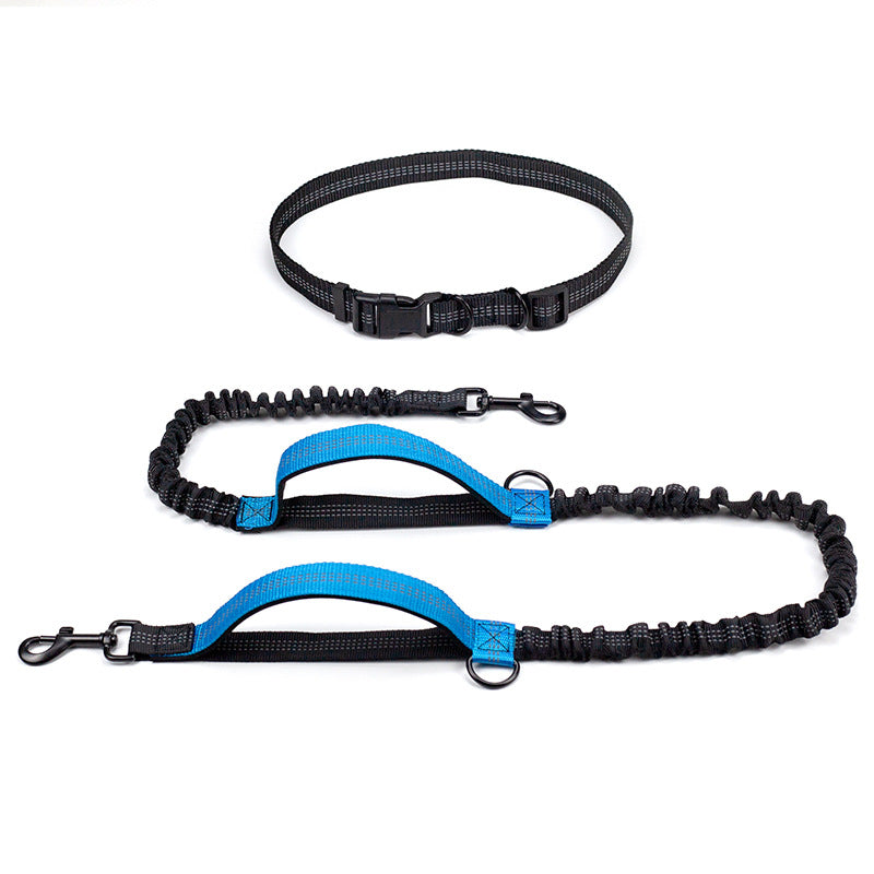 Multifunctional Running Reflective Double Telescopic Pet Leash Lead Rope Chain