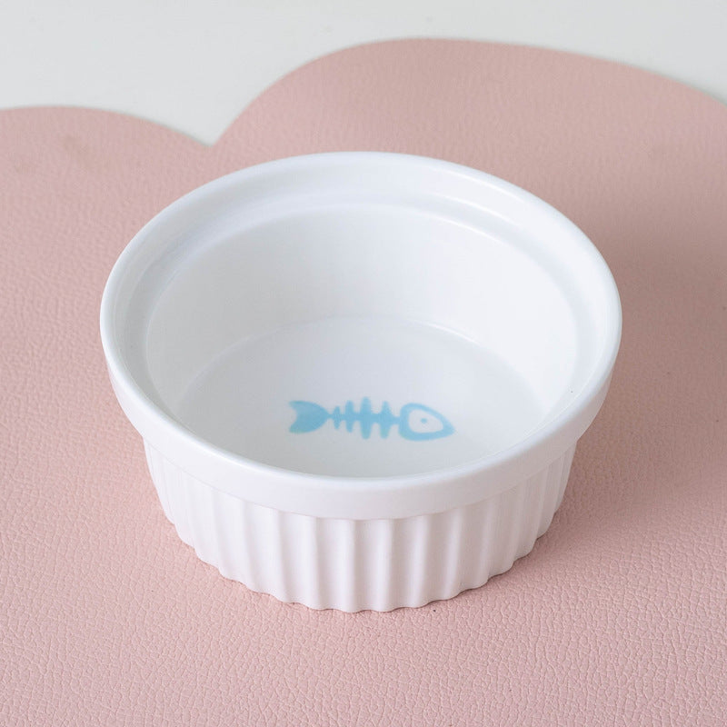 Ceramic Double Raised Pet Bowl Angled Feeding Stand