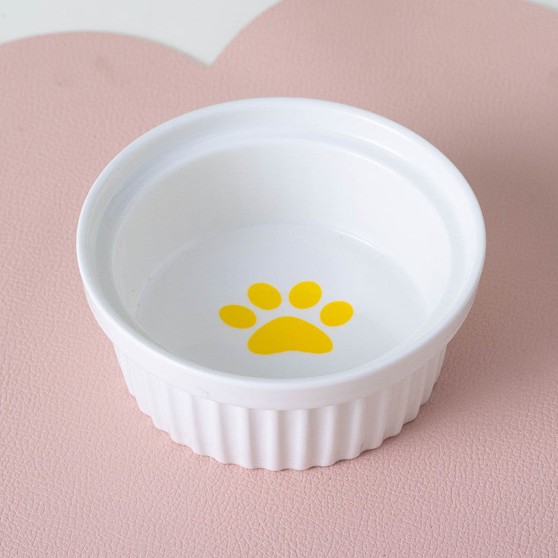 Ceramic Double Raised Pet Bowl Angled Feeding Stand