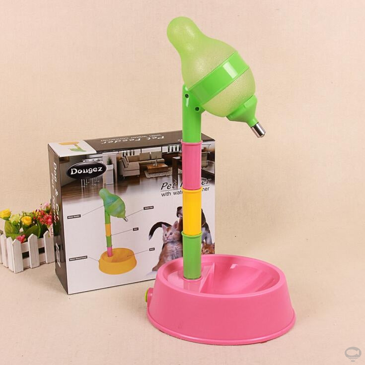 Adjustable Height Automatic Pet Water Dispenser Fountain Feeding Bowl