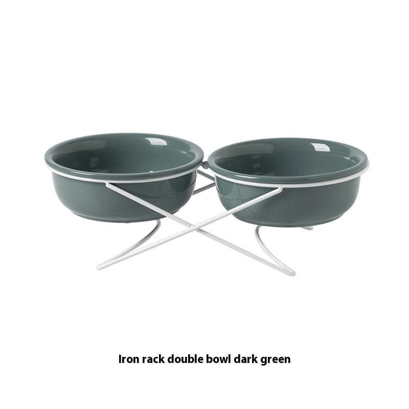 Ceramic Double Pet Feeding Bowl Food And Water Dish