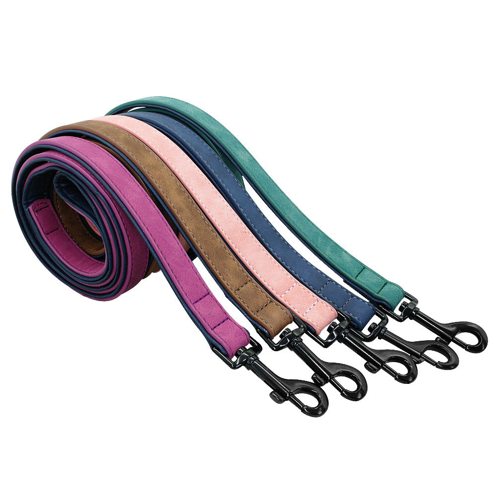 Pull Resistant Leather Pet Leash Lead Rope