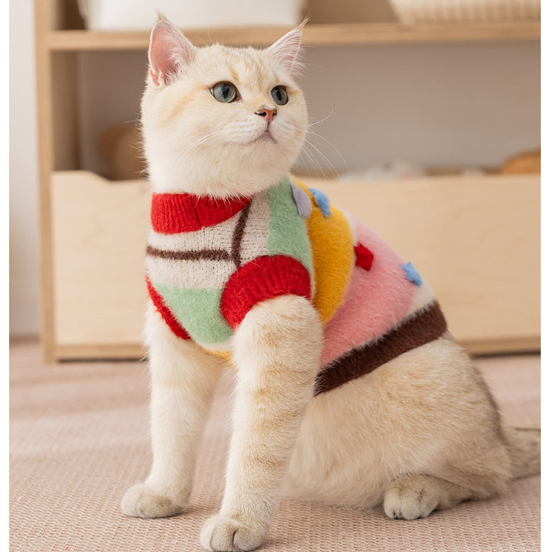 Autumn Winter Cartoon Striped Parent-Child Pet Sweater Clothing